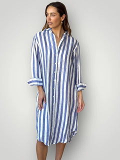 Elena Dress - Cornflour Stripe