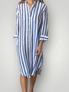 Elena Dress - Cornflour Stripe