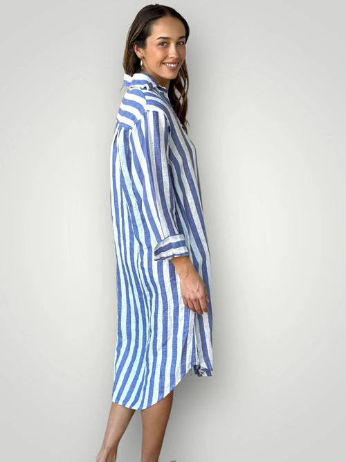 Elena Dress - Cornflour Stripe
