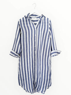 Elena Dress - Cornflour Stripe