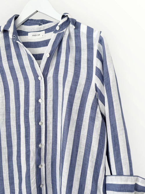 Elena Dress - Cornflour Stripe