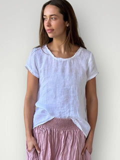 Ellie Round Neck Top - White