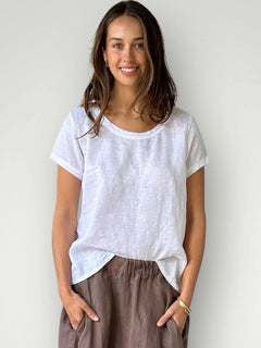 Ellie Round Neck Top - White