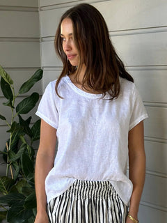 Ellie Round Neck Top - White