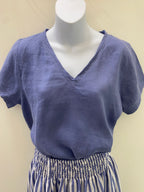 Ellie V Neck Top - Cornflour