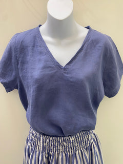 Ellie V Neck Top - Cornflour