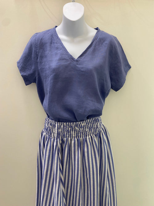 Ellie V Neck Top - Cornflour