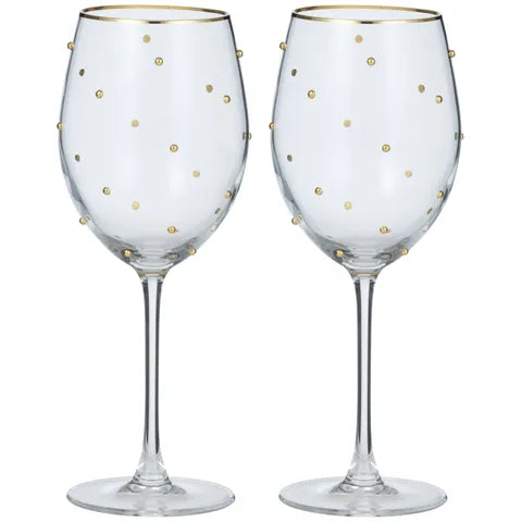 Gold Rim Wine Glasses - Set 2