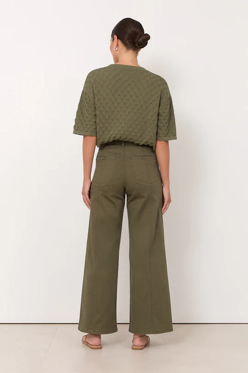 Adele Wide Leg Jean - Khaki