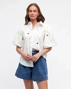 Embroidered Heart Top - White