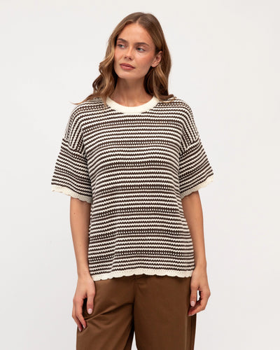 Cotton Stripe Short Sleeve Knit