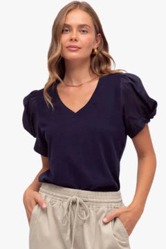 Twist Sleeve Top - Navy
