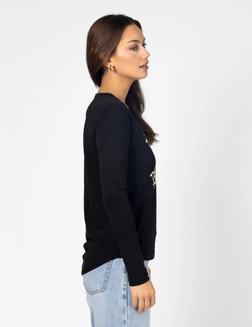 Long Sleeve Tee - Black Leopard X