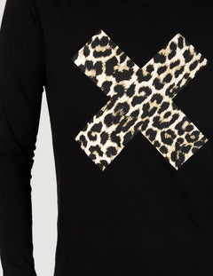Long Sleeve Tee - Black Leopard X