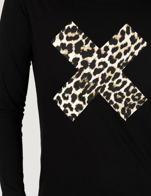 Long Sleeve Tee - Black Leopard X