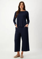 Adele Longsleeve Bamboo Top - Navy