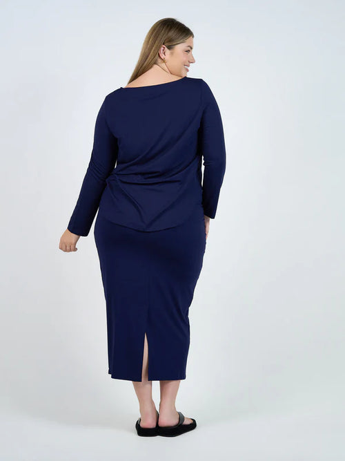 Adele Longsleeve Bamboo Top - Navy