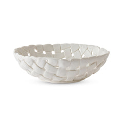 Woven Ceramic White Bowl