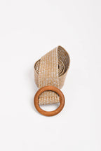Metallic Thread Stretch Belt - Camel