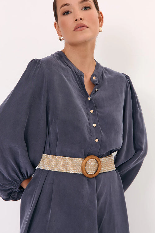 Metallic Thread Stretch Belt - Camel