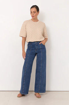 Adele Wide Leg Jean - Mid Denim