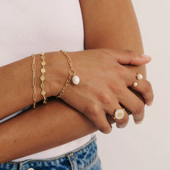 Aphrodite Pearl Drop Bracelet - Gold