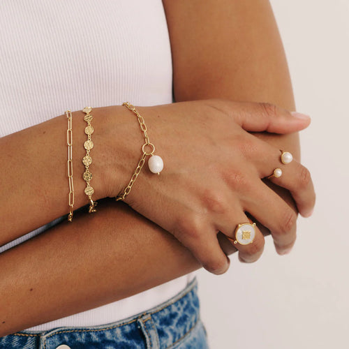 Aphrodite Pearl Drop Bracelet - Gold