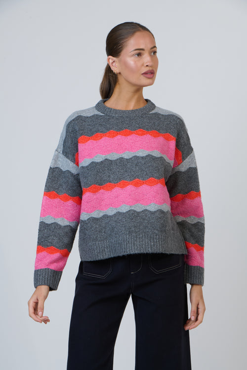 Stripe Knit - Grey/Pink