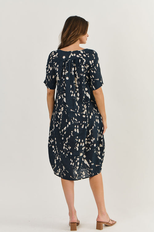 Linen Button Top Dress - Universe