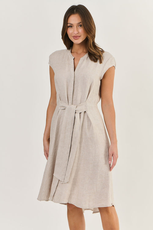 Linen Tie Dress - Dune