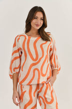 Linen Long Sleeve Top - Tamarind Ribbon