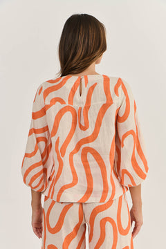 Linen Long Sleeve Top - Tamarind Ribbon