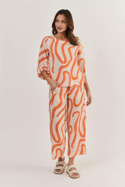 Linen Long Sleeve Top - Tamarind Ribbon