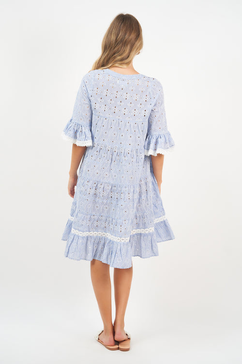 Lula Dress - Sky Blue Broderie