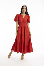 Poplin Maxi Dress - Scarlet