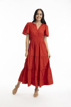 Poplin Maxi Dress - Scarlet
