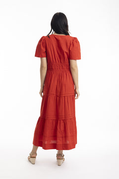 Poplin Maxi Dress - Scarlet