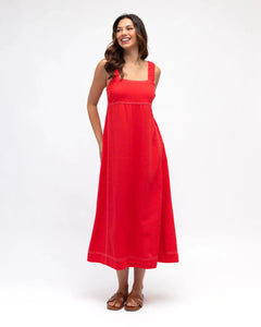 Stitched Up Maxi Dress - Red