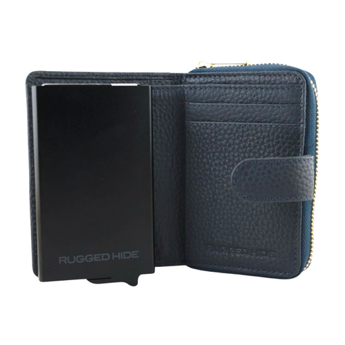 Belle Leather Wallet - Navy