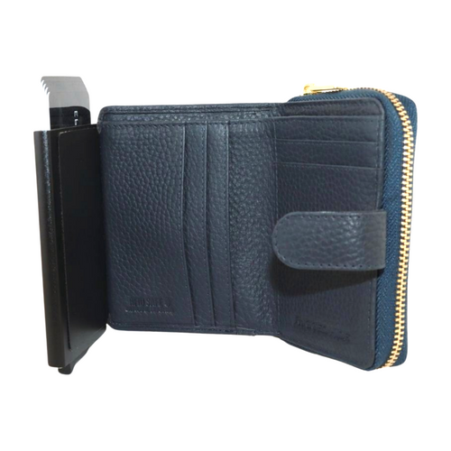 Belle Leather Wallet - Navy