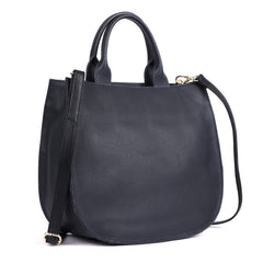 Pebbled Leather Tote Bag - Banksia Navy