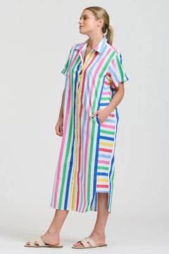The Ashley Shirtdress - Fiesta Stripe