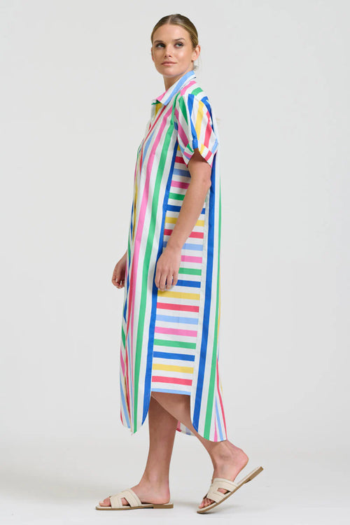 The Ashley Shirtdress - Fiesta Stripe
