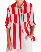 Linen Stripe Shirt - Red