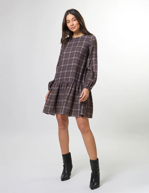 Arabella Drop Waist Dress - Rocky Road Plaid