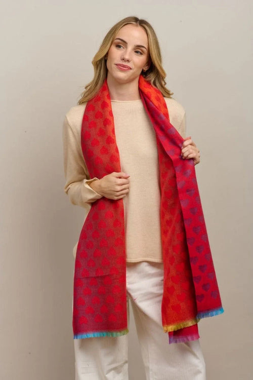 Red Faded Heart Scarf