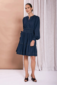 Violette Long Sleeve Short Denim Dress