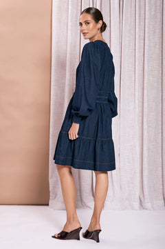 Violette Long Sleeve Short Denim Dress