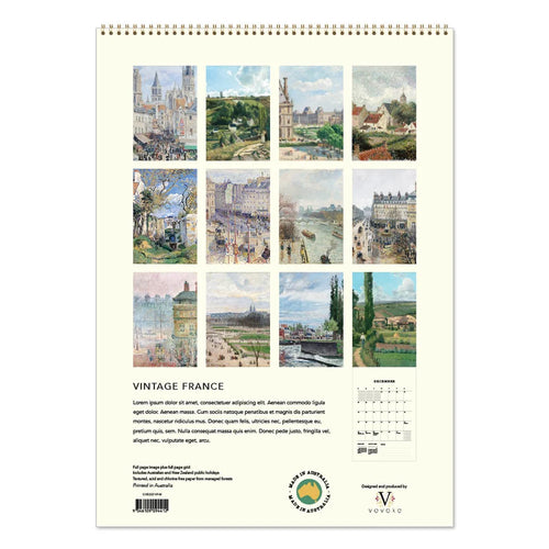 Wall Calendar 2027 - Vintage France