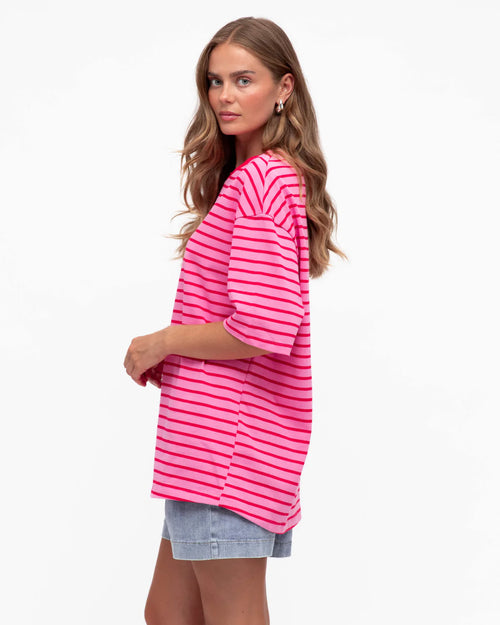 Oversized T-Shirt - Pink Stripe